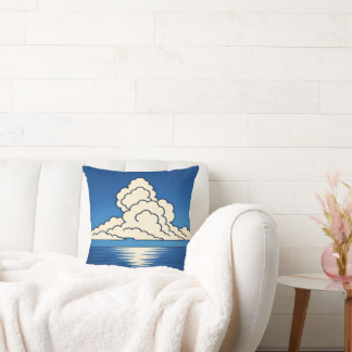 Coussin Quiet Horizon – Minimal Ocean & Cloud Art Cushion