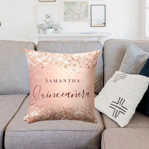Coussin Quinceanera blush rose or nom de parties scintilla