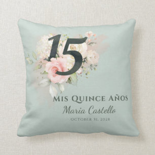Coussin Quinceanera Floral 15e anniversaire Mis Quince Ano
