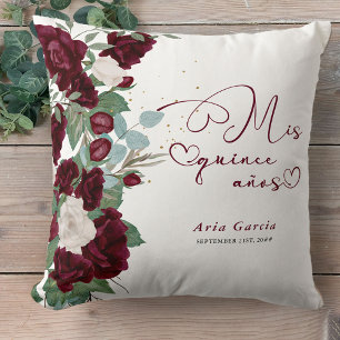 Coussin Quinceanera Rose rouge Personnalisée Mis Quince An