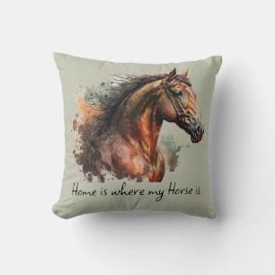 Coussin Quote de cheval Aquarelle photo personnalisée équi
