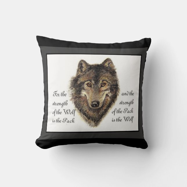 Coussin Quote de loup d'aquarelle et pack famille (Recto)