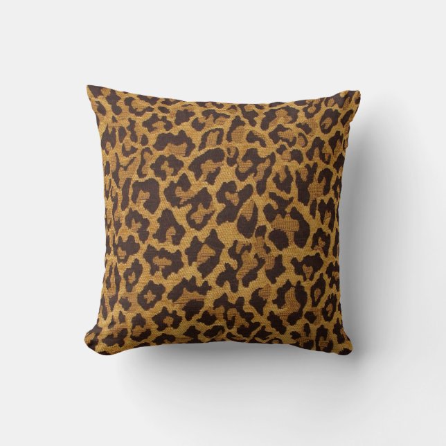 Coussin RAB Rockabilly Imprimé Léopard Marron Or (Recto)