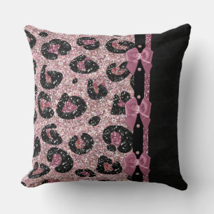 Coussin RAB Rockabilly Pink Leopard Ribbon Bows