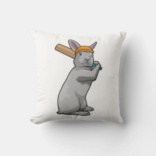 Coussin Rabbit au cricket avec chauve-souris de cricket