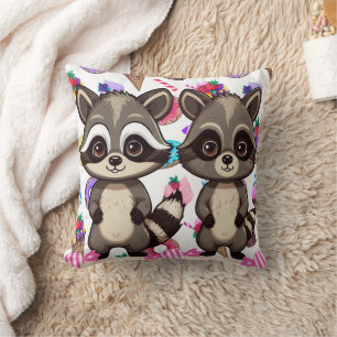 Coussin Raccoon Cute Kawaii Twin Sweet Print