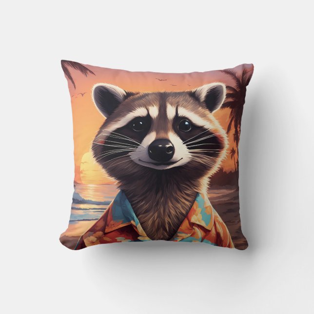 Coussin Raccoon Holiday (Recto)