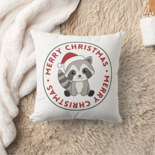 Coussin Raccoon Noël Neige hiver Raccoons Jeter Pillo