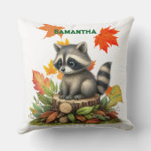 Coussin Raccoon Throw Pillow Autumn Raccoon Pillow Cover (Verso)