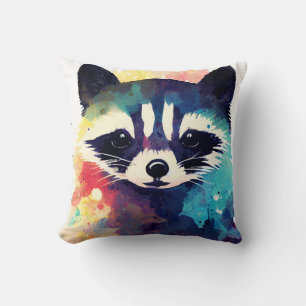 Coussin Raccoon Wild Nature Animal Couleur Art Peinture