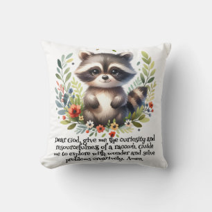 Coussin Raccoon Woodland Enfants Prière chrétienne sur bla