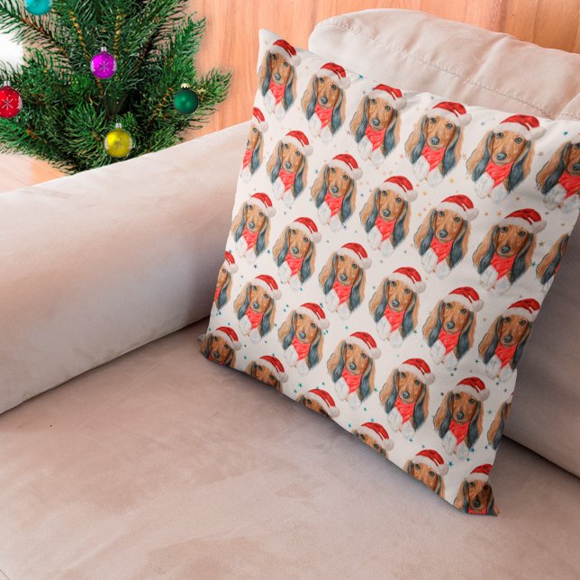 Coussin Race de chien Dachshund Noël (Créateur téléchargé)