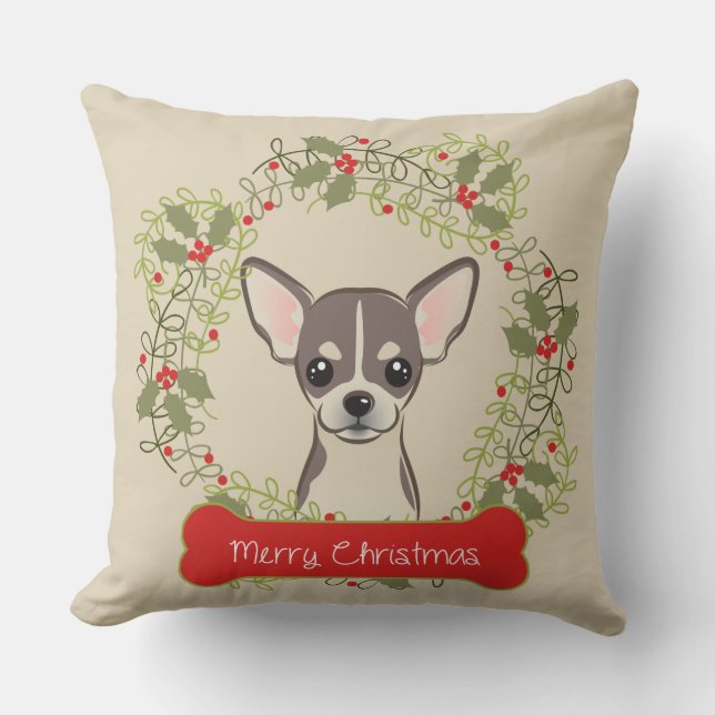 Coussin Race de chien de Joyeux Noël (Recto)