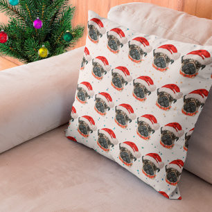 Coussin Race de chien Pug Étoiles de Noël