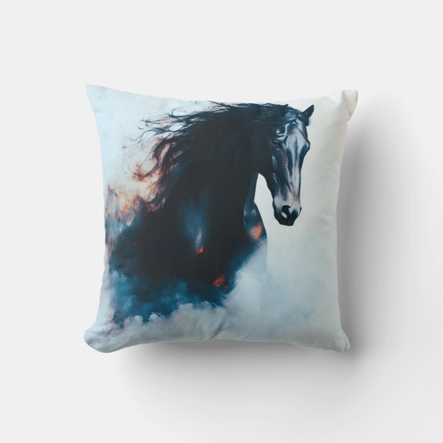 Coussin  Racing Black Horse Portrait Minimalist (Recto)