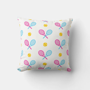 Coussin Rackets blancs de tennis de Pastel Crossed