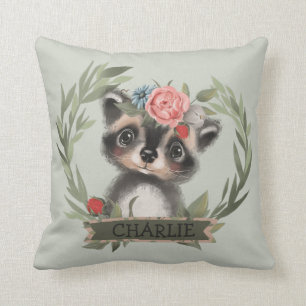 Coussin Racoon floral pour bébé