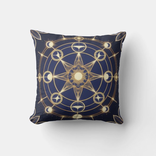 Coussin Radiance Divine – Mandala Doré de l'Éveil (Recto)