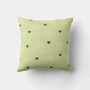 Coussin Radio Rétro et Motif de Cœur en Vert Citron