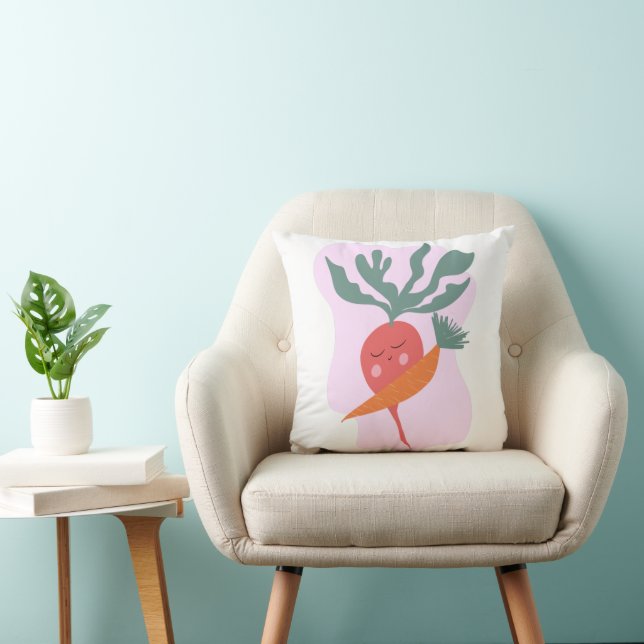 Coussin Radis et Carotte Mignons Dessin Animé (Chaise)