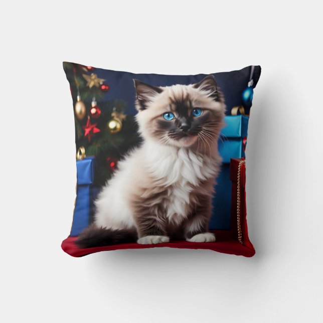 Coussin Ragdoll Kitten cadeau de Noël (Recto)