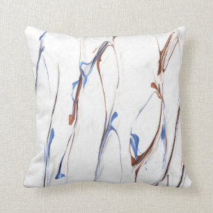 Coussin Raies de peinture bleues et brunes