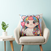 Coussin Rainbow Bear Girl Candy Pop Pillow (Chaise)