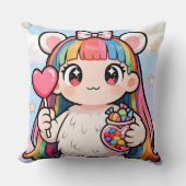 Coussin Rainbow Bear Girl Candy Pop Pillow (Recto)