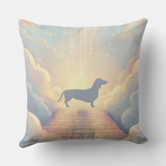 Coussin Rainbow Bridge Dachshund Memorial Pillow Custom (Verso)