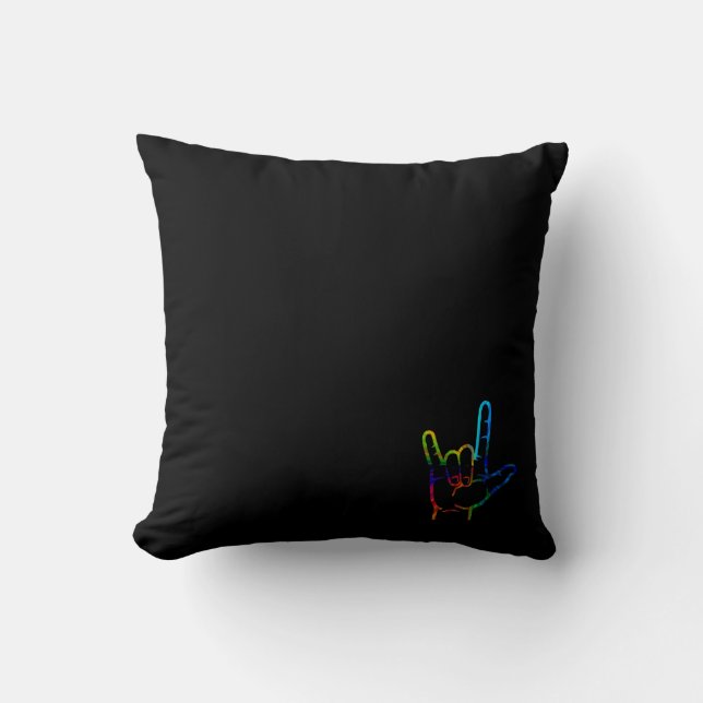Coussin Rainbow Burst ASL I Love You Thlow (Recto)