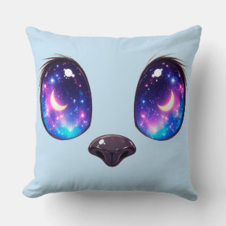 Coussin Rainbow Cat Eyes Kawaii Cat Face Illustration