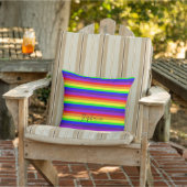Coussin Rainbow Color Stripes Lignes Abstraites Monogramme (Chaise)
