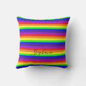 Coussin Rainbow Color Stripes Lignes Abstraites Monogramme (Verso)