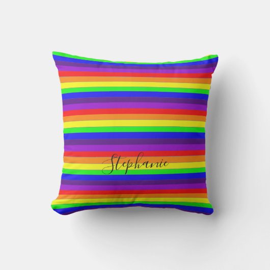Coussin Rainbow Color Stripes Lignes Monogrammes Abstraits (Recto)