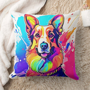 Coussin Rainbow Corgi : Pop Art Puppy Joy