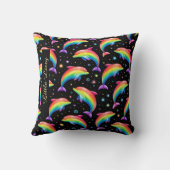 Coussin Rainbow Dolphin Throw Pillow – Customizable Name (Verso)