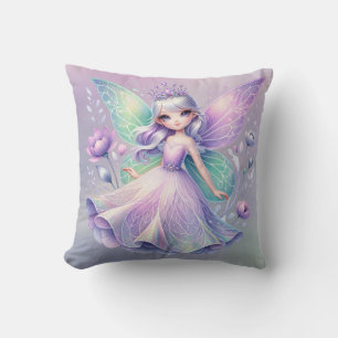 Coussin Rainbow Fairy Princess avec Peony Floral Girl