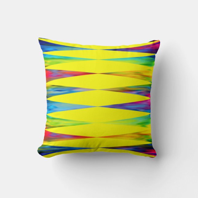Coussin [Rainbow Fiesta] Harlequin Géométrique Jaune Clair (Recto)