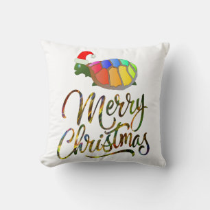 Coussin Rainbow Funny Turtle portant le Noël Noël Noël