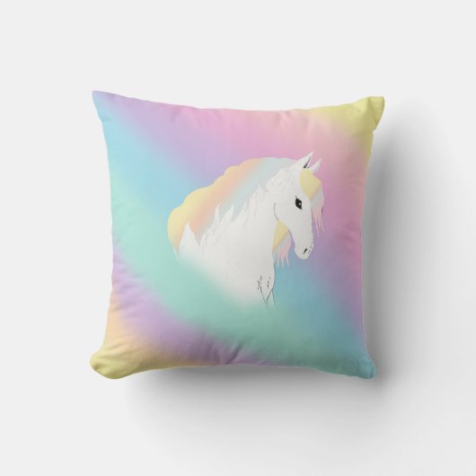 Coussin Rainbow Horse Unicorn Equestrium Girly (Recto)