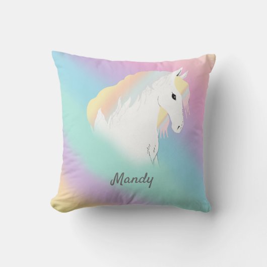 Coussin Rainbow Horse Unicorn Equestrium Girly (Recto)