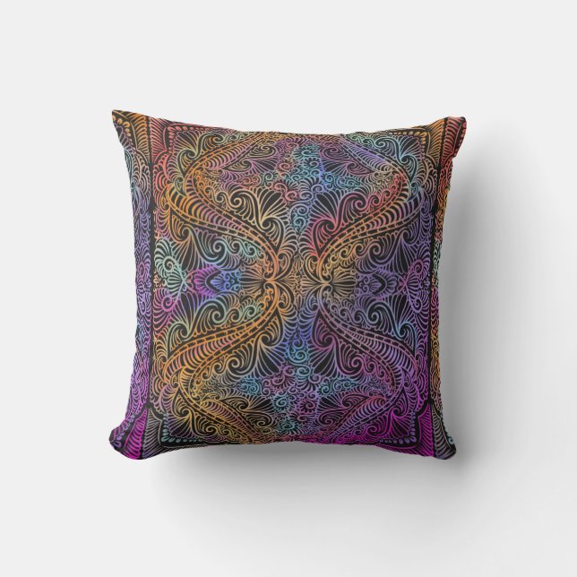 Coussin Rainbow Kaleidoscope Mandala (Recto)