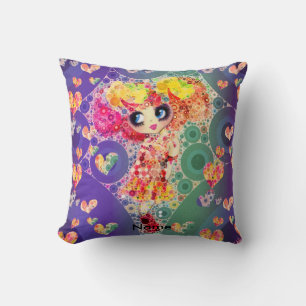 Coussin Rainbow Kawaii Girl PinkyP Harajuku style