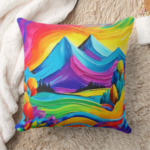 Coussin Rainbow Mountain Majesty Art