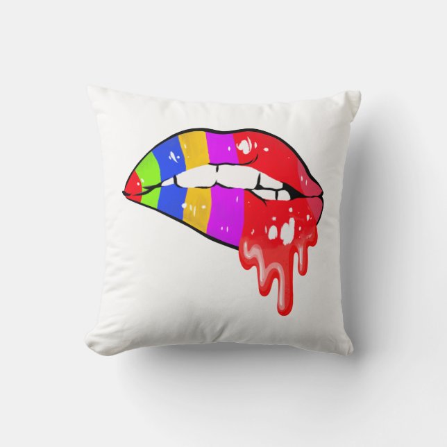 Coussin Rainbow Sexy Lips (Recto)