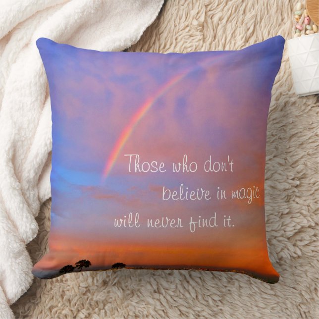 Coussin Rainbow Sunset Photo Croire en Magic Citation Bold (Couverture)