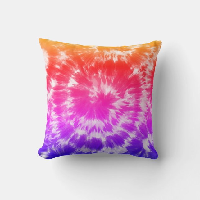Coussin Rainbow Tie Dye Psychedelic Motif Décor  (Recto)
