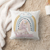 Coussin 🦄 Rainbow Unicorn Girl Nom personnalisé (Couverture)