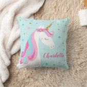 Coussin Rainbow Unicorn Parties scintillant magique Aqua (Couverture)
