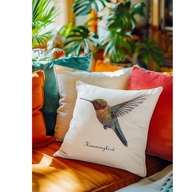 Coussin Rainbow Wings : Art vibrant de colibri (Créateur téléchargé)